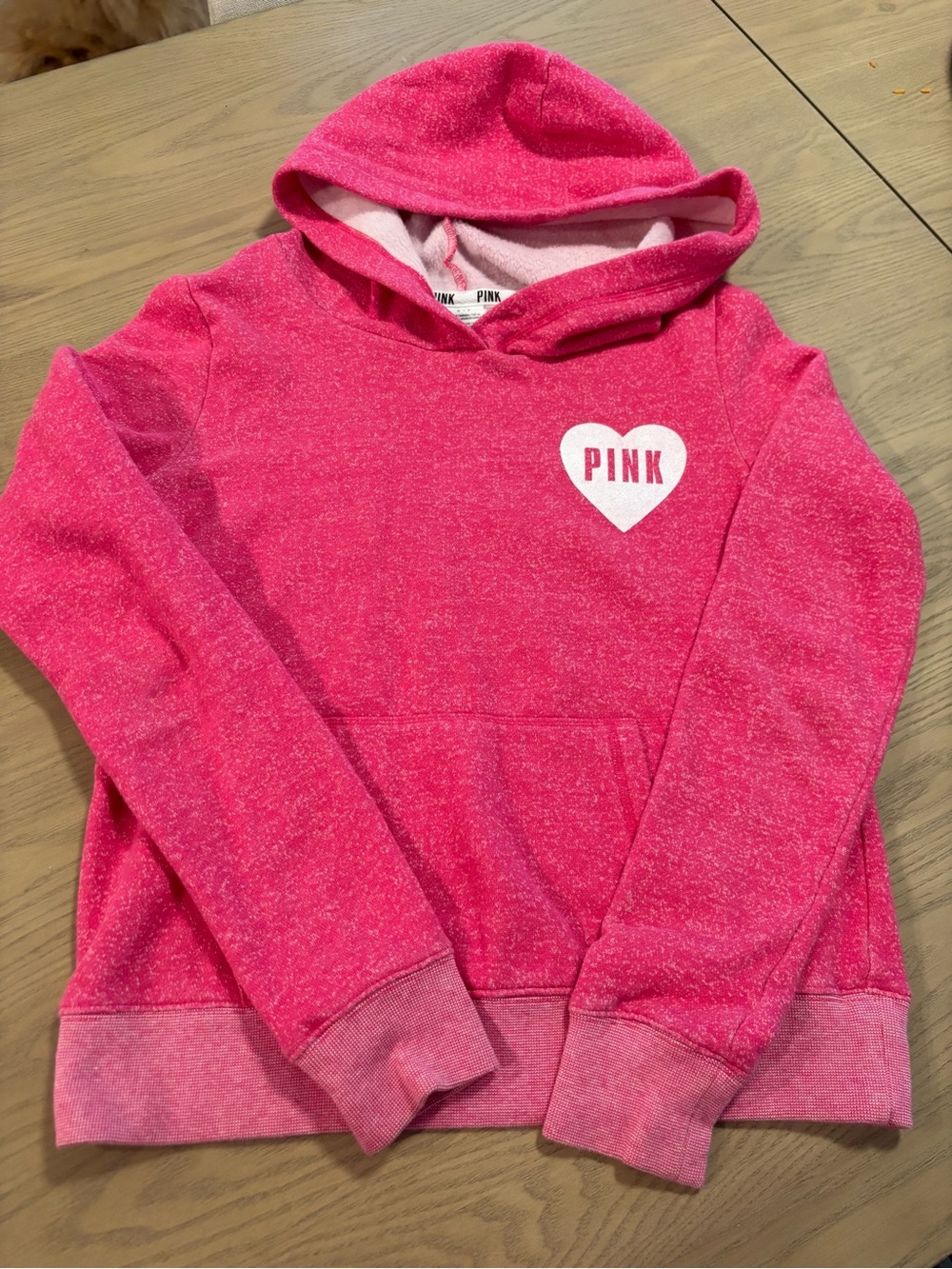 2000’s  VTG PINK Victoria's Secret Girls' Hot Pink Hooded Pullover Sweatshirt